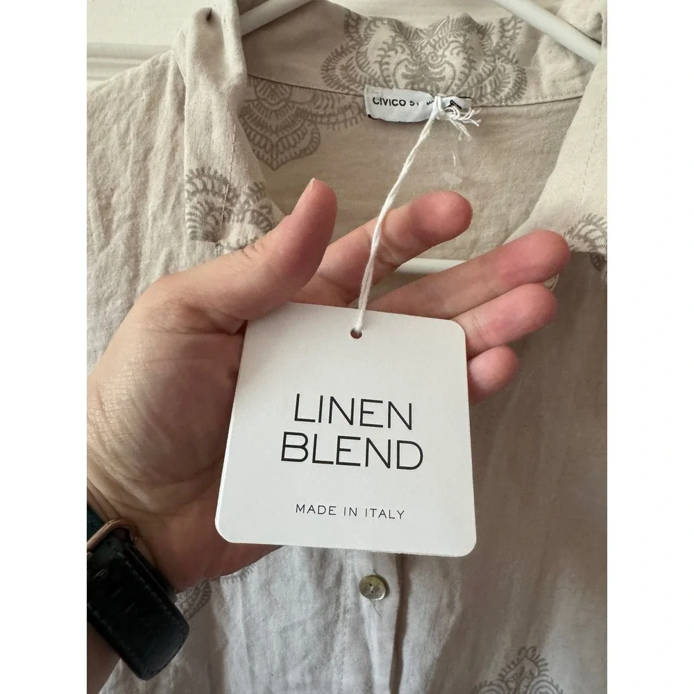 NWT CIVICO 51 Linen Blend Button Up Shirt Size Large‎
